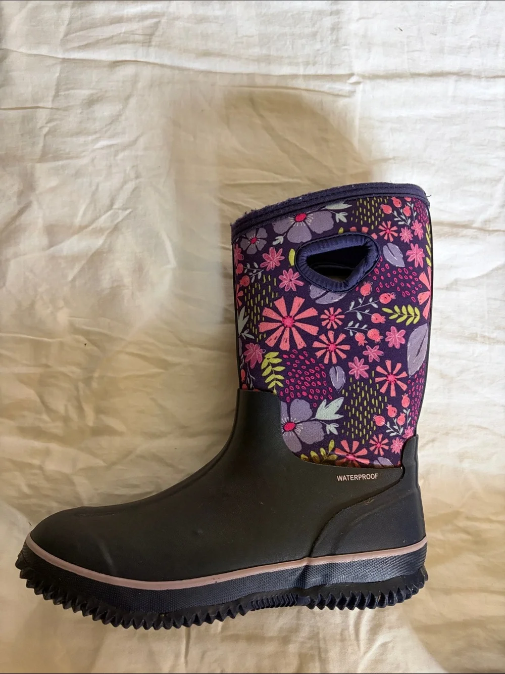 Cat & Jack Navy and Purple Floral Kids Rain Boots